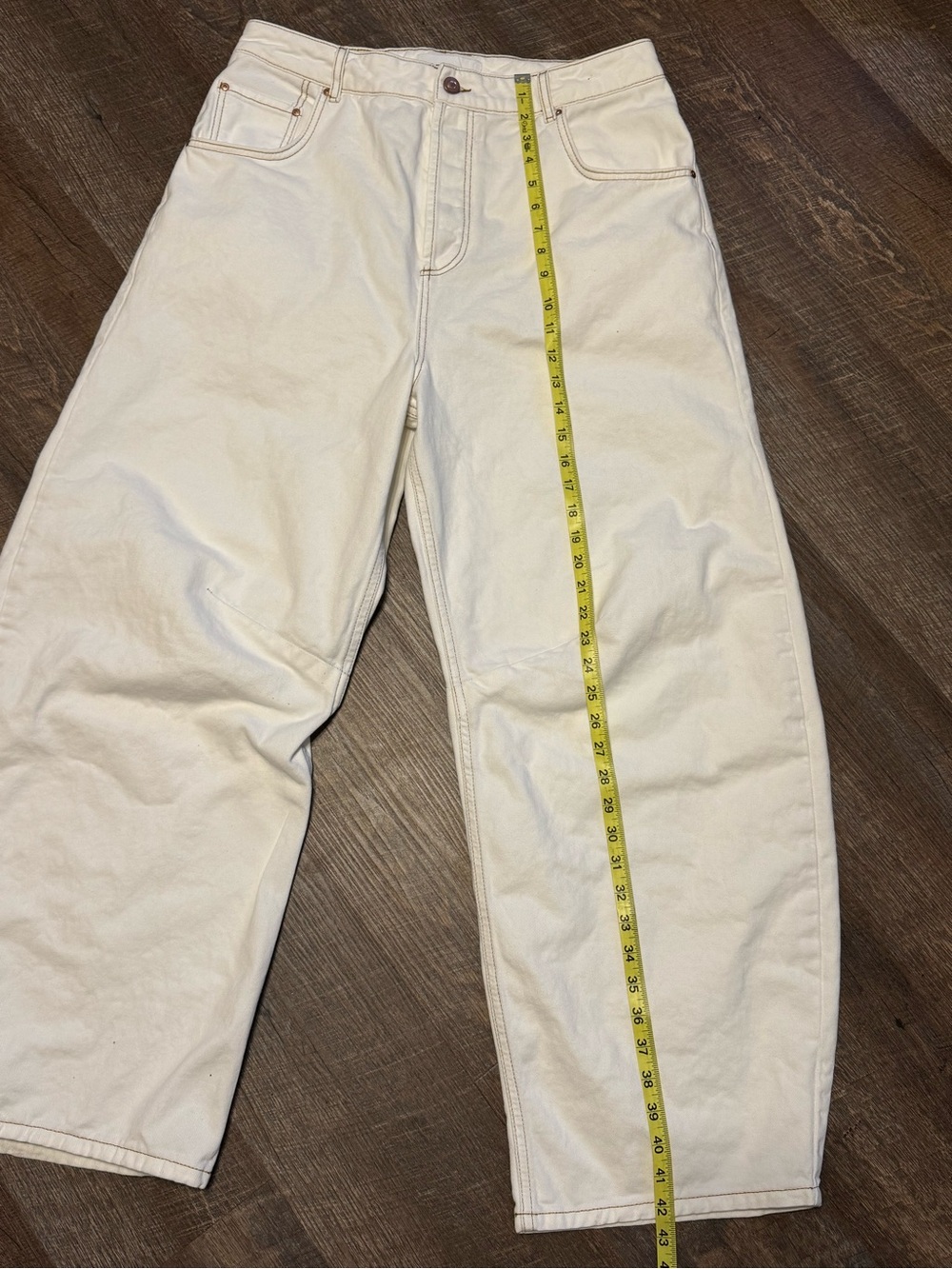 ASOS ARRANGE Sydney Off White/White Denim/Cotton Barrel Leg Jeans US 12 - Picture 4 of 15